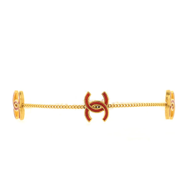 Chanel Triple CC Charm Bracelet Metal and Enamel Gold 8377767