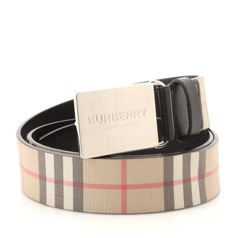 Burberry Logo Buckle Belt Vintage Check Coated Canvas Wide