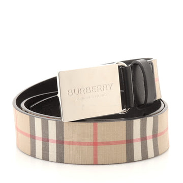 Burberry Logo Buckle Belt Vintage Check Coated Canvas Wide