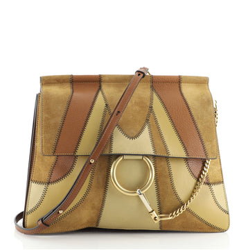 Chloe Faye Patchwork Shoulder Bag Suede and Leather Medium