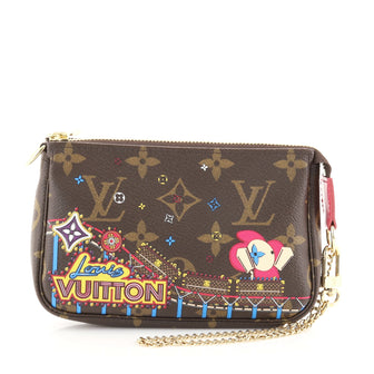 Louis Vuitton Pochette Accessoires Limited Edition Vivienne Xmas Monogram Canvas Mini