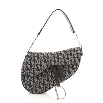 Christian Dior Vintage Saddle Bag Diorissimo Canvas Medium