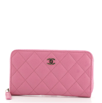 Chanel Double Zip Around Wallet Quilted Caviar Small