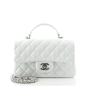 Chanel Classic Single Flap Top Handle Bag Quilted Caviar Mini