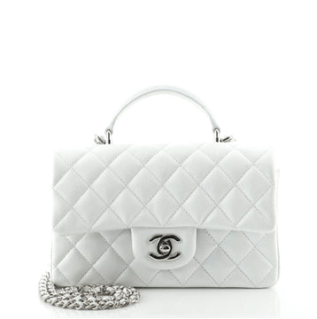 Chanel Classic Single Flap Top Handle Bag Quilted Caviar Mini