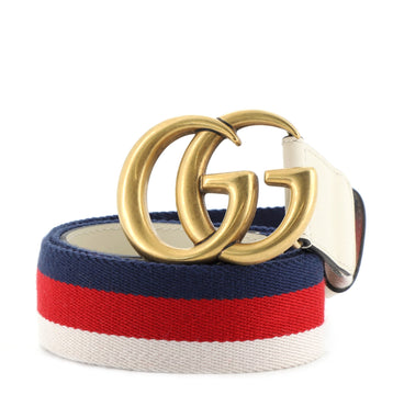 Gucci GG Marmont Web Belt Canvas and Leather Wide
