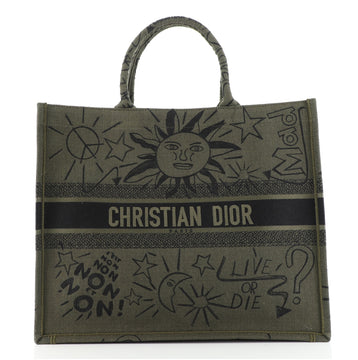 Christian Dior Book Tote Embroidered Canvas