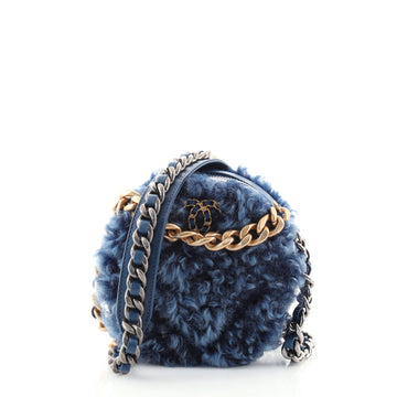 Chanel 19 Round Clutch with Chain Quilted Shearling
