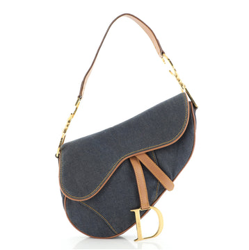 Christian Dior Vintage Saddle Bag Denim Medium