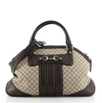 Gucci Cathrine Top Handle Bag Diamante Canvas with Leather Medium