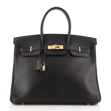 Hermes Birkin Handbag Black Ardennes with Gold Hardware 35