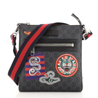 Gucci Night Courrier Zip Messenger GG Coated Canvas with Applique Small