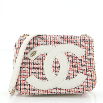 Chanel CC Mania Flap Bag Tweed with Lambskin Small