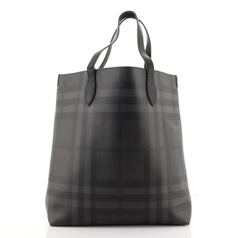 Burberry Shoper Tote Smoked Check Coated Canvas Large