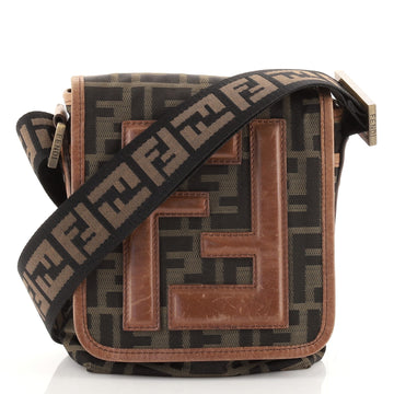 Fendi Vintage FF Flap Messenger Bag Zucca Canvas Mini