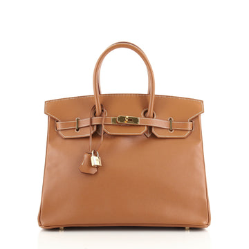 Hermes Birkin Handbag Brown Courchevel with Gold Hardware 35