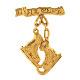 Hermes Vintage Ice Skates Brooch Metal