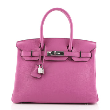 Hermes Birkin Handbag Pink Clemence with Palladium Hardware 30