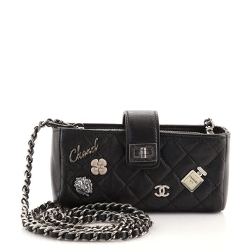 Chanel Lucky Charms Reissue Chain Phone Holder Crossbody Bag Quilted Aged Calfskin Mini