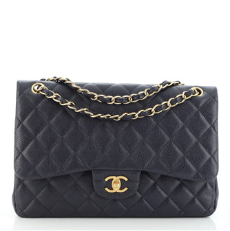 Chanel Classic Double Flap Bag Quilted Caviar Jumbo