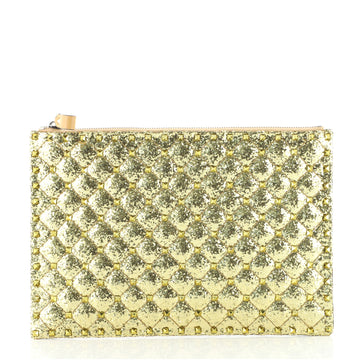 Valentino Rockstud Spike Pouch Quilted Glitter and Leather Medium