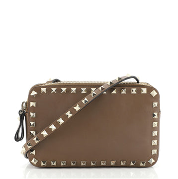 Valentino Rockstud Double Zip Crossbody Leather Small