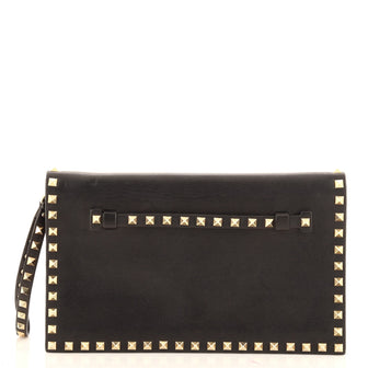 Valentino Rockstud Flap Clutch Leather