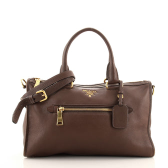 Prada Front Zip Convertible Satchel Vitello Daino Medium