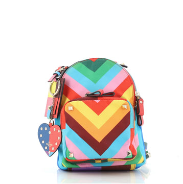Valentino 1973 Rockstud Backpack Striped Nylon Mini
