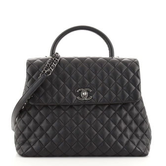 Chanel Coco Top Handle Bag Quilted Caviar Large