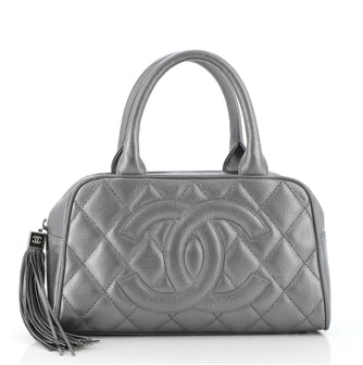 Chanel CC Tassel Bowler Bag Quilted Caviar Medium