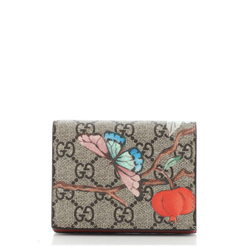 Gucci Flap Card Case Tian Print GG Coated Canvas