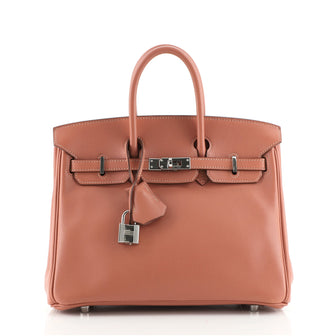 Hermes Birkin Handbag Pink Swift with Palladium Hardware 25
