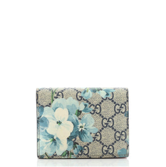 Gucci Flap Card Case Blooms Print GG Coated Canvas