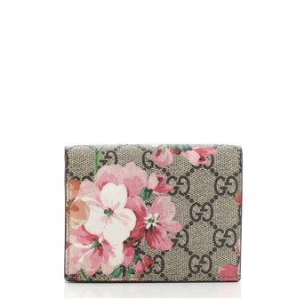 Gucci Flap Card Case Blooms Print GG Coated Canvas