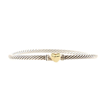 David Yurman Cable Collectibles Heart Bracelet Sterling Silver with 18K Yellow Gold 3mm