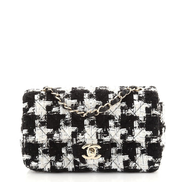 Chanel Classic Single Flap Bag Quilted Houndstooth Tweed and Ribbon Mini