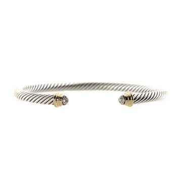 David Yurman Cable Kids Birthstone Bracelet Sterling Silver with 14k Yellow Gold and Diamonds 4mm