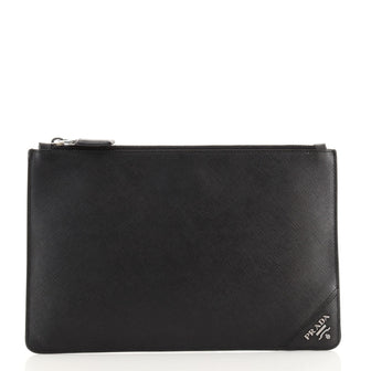 Prada Porter Zip Pouch	Saffiano Leather