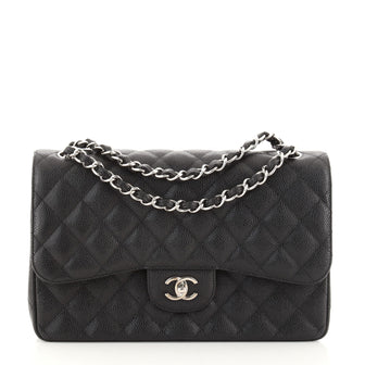 Chanel Classic Double Flap Bag Quilted Caviar Jumbo