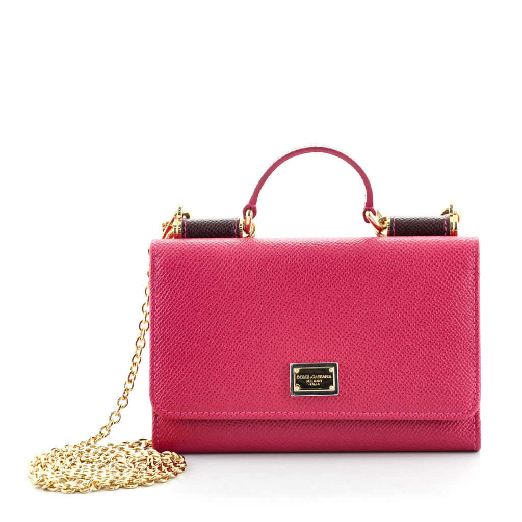 Dolce & Gabbana Sicily Wallet on Chain Leather Mini Pink 84184117