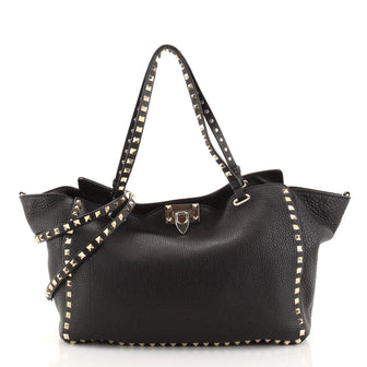 Valentino Rockstud Tote Pebbled Leather Medium