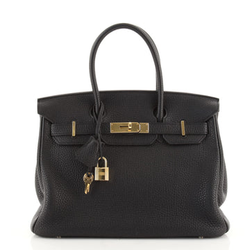 Hermes Birkin Handbag Black Togo with Gold Hardware 30