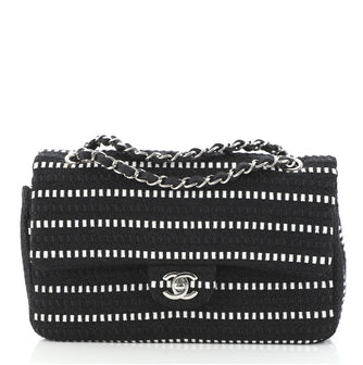 Chanel Classic Double Flap Bag Tweed and Ribbon Medium