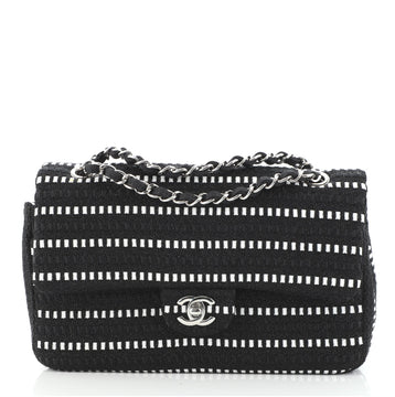 Chanel Classic Double Flap Bag Tweed and Ribbon Medium