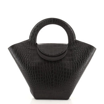 Bottega Veneta Doll Tote Crocodile Embossed Leather Large