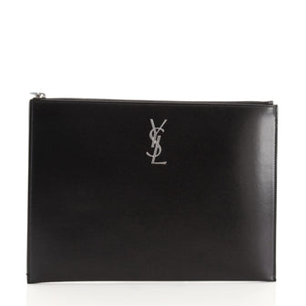Saint Laurent Classic Monogram Zip Pouch Leather Medium