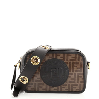 Fendi F is Fendi Logo Stamp Camera Bag Zucca Coated Canvas Small