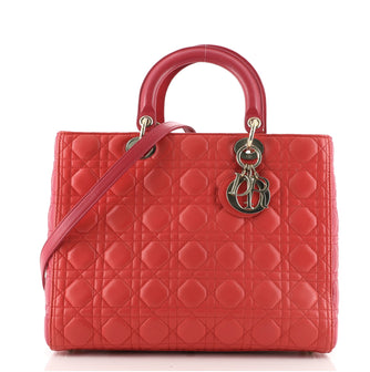 Christian Dior Bicolor Lady Dior Bag Cannage Quilt Lambskin Large