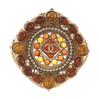 Chanel CC Brooch Metal with Resin and Faux Pearls